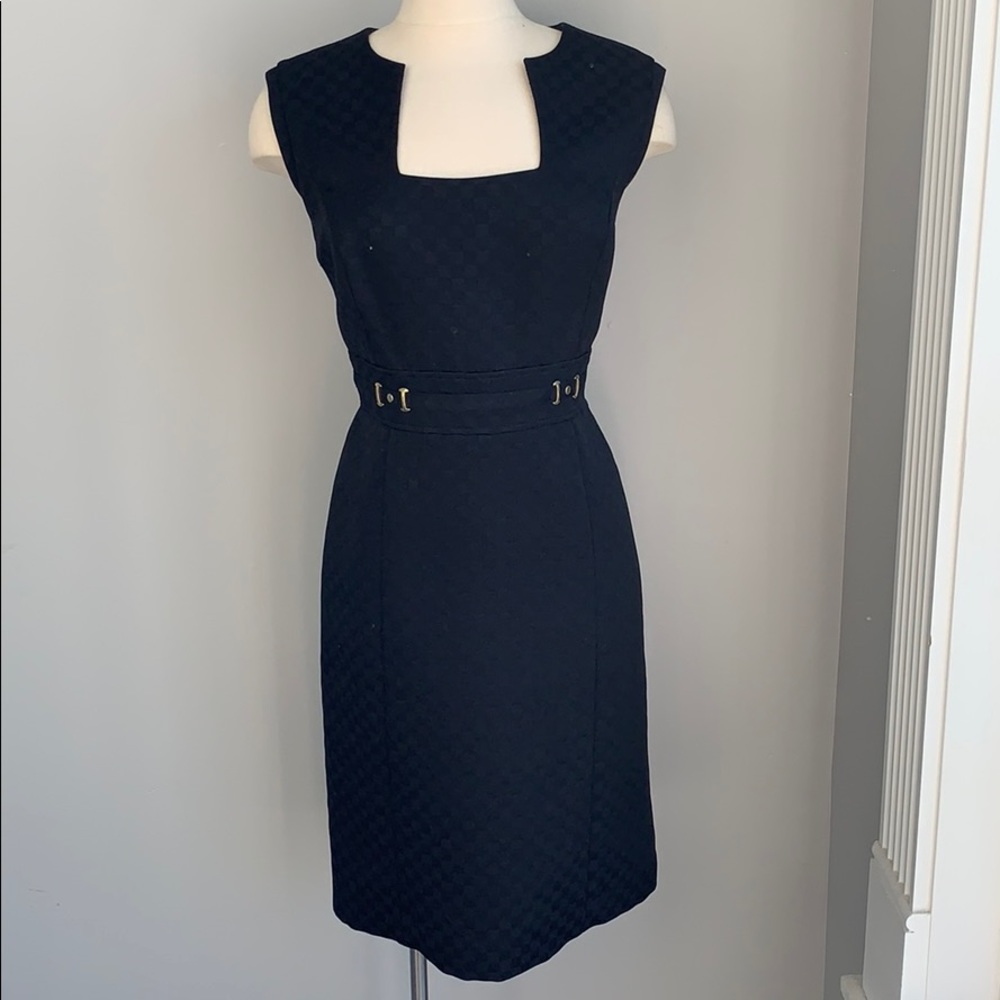 Tahari black checkered dress size 10